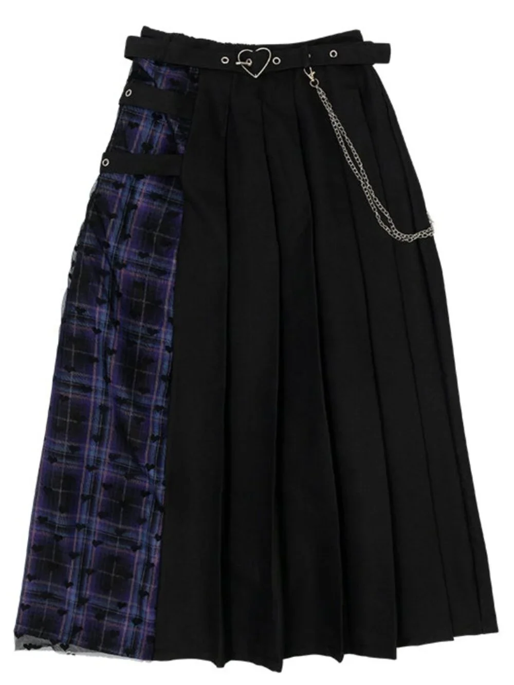 NEW ACDC RAG Love Punk Purple Pleated Long Skirt